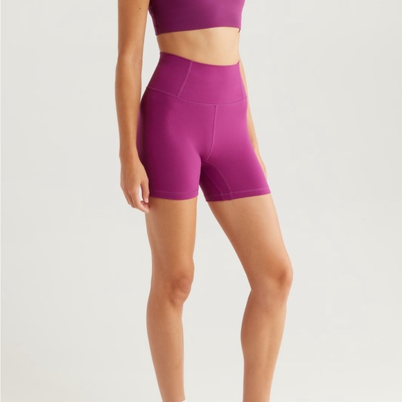 NWT FREE PEOPLE FP MOVEMENT never better bike SHORTS & TOP SET deep mulberry M - Picture 3 of 7